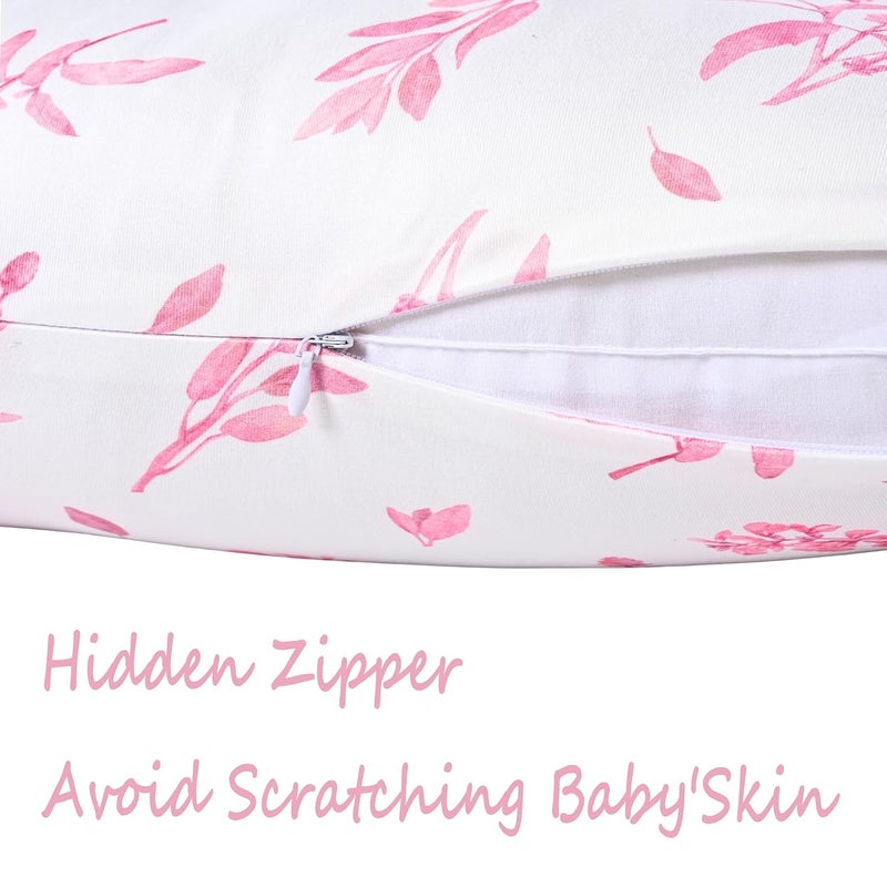 wirein 2-Pack Nursing Pillow Covers,Ultra-Soft Stretchy Breastfeeding Pillowcase for Baby Boys Girls, Fits 22.5"x18" Pillows,Removable Feeding Pillow Slipcovers for Newborn(Flower & Pink Checkered) - Image 4